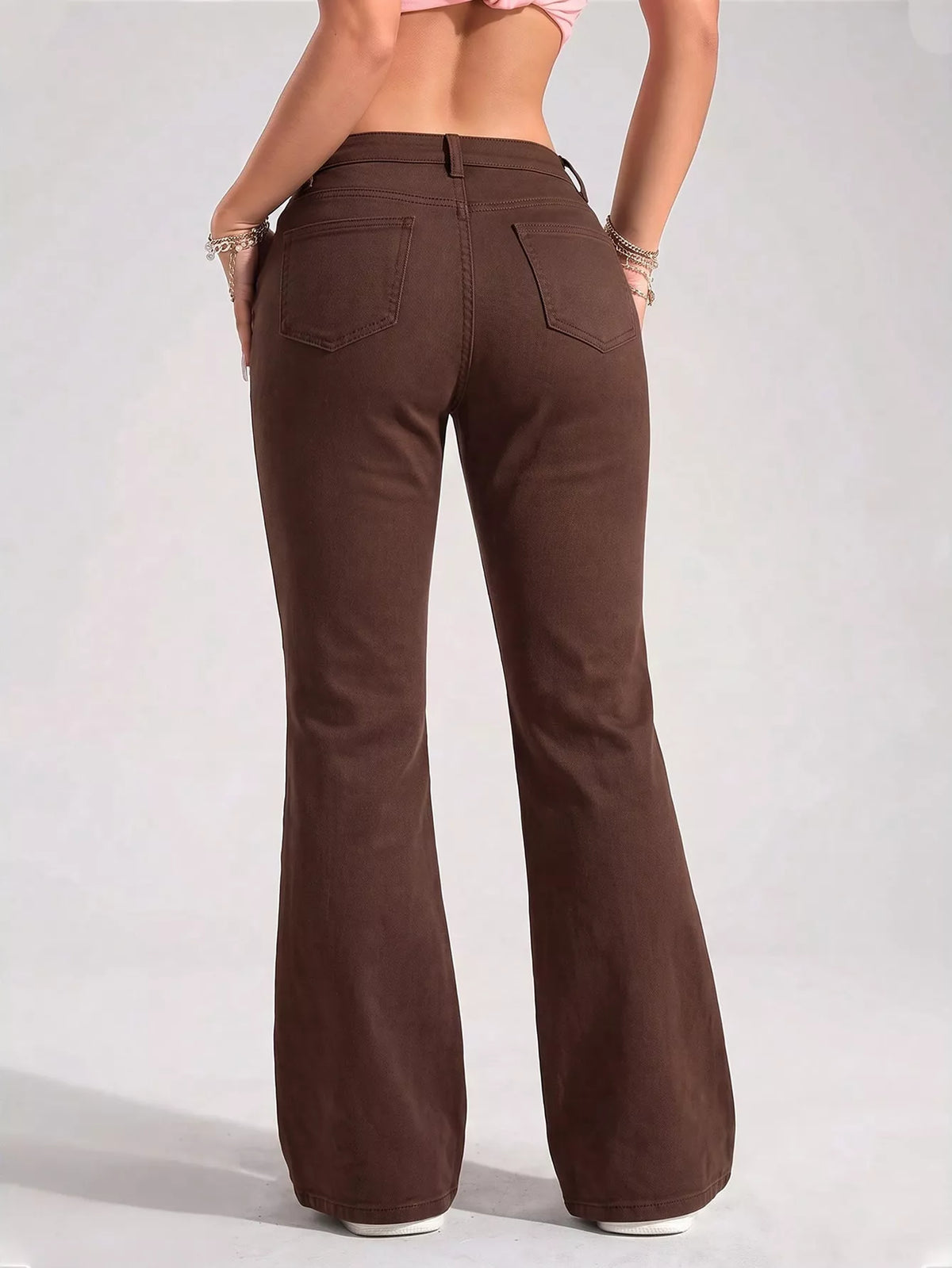 High-Waisted Flare Leg Jeans with Front Pockets