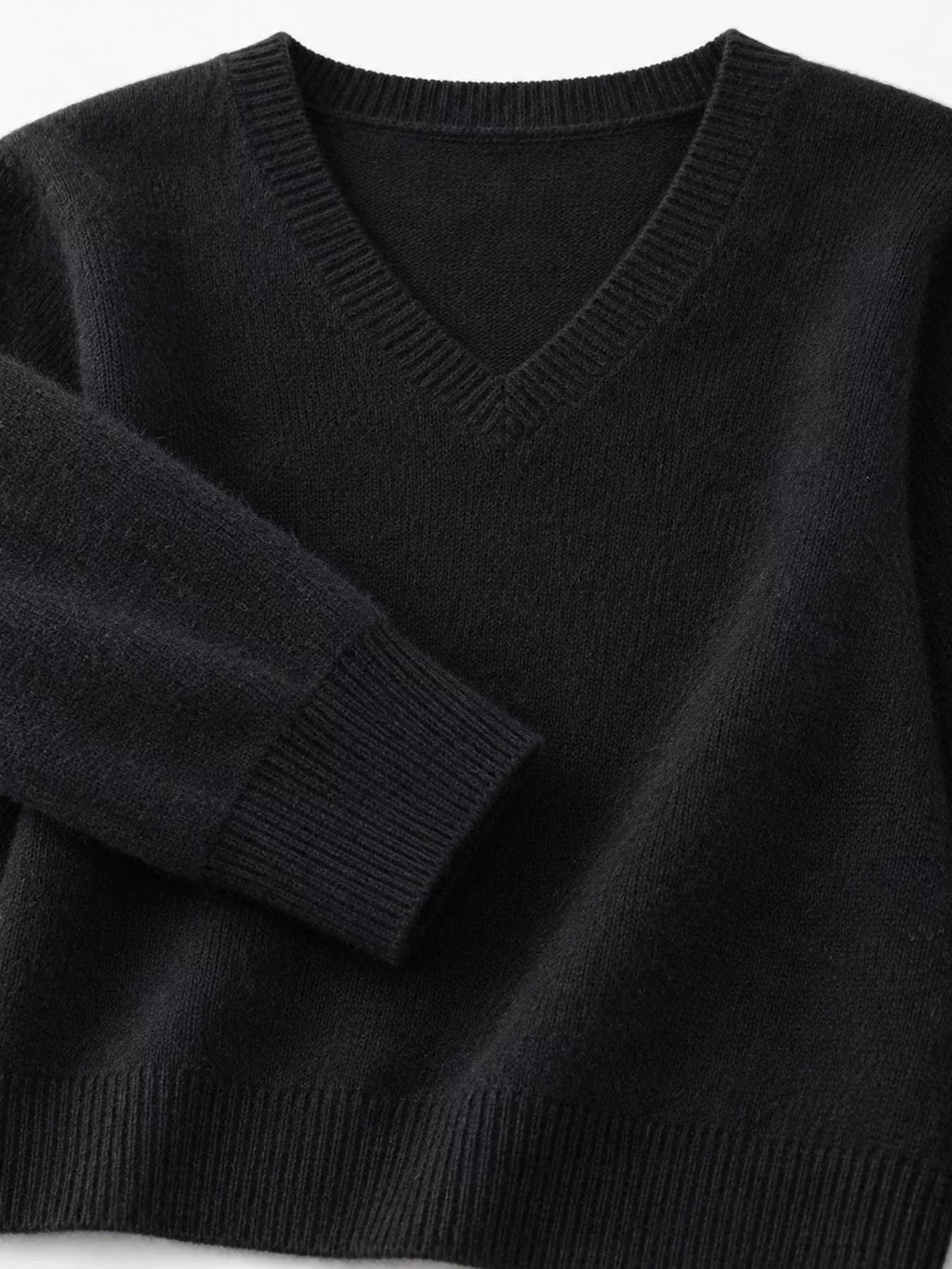 V-Neck Solid Color Sweater
