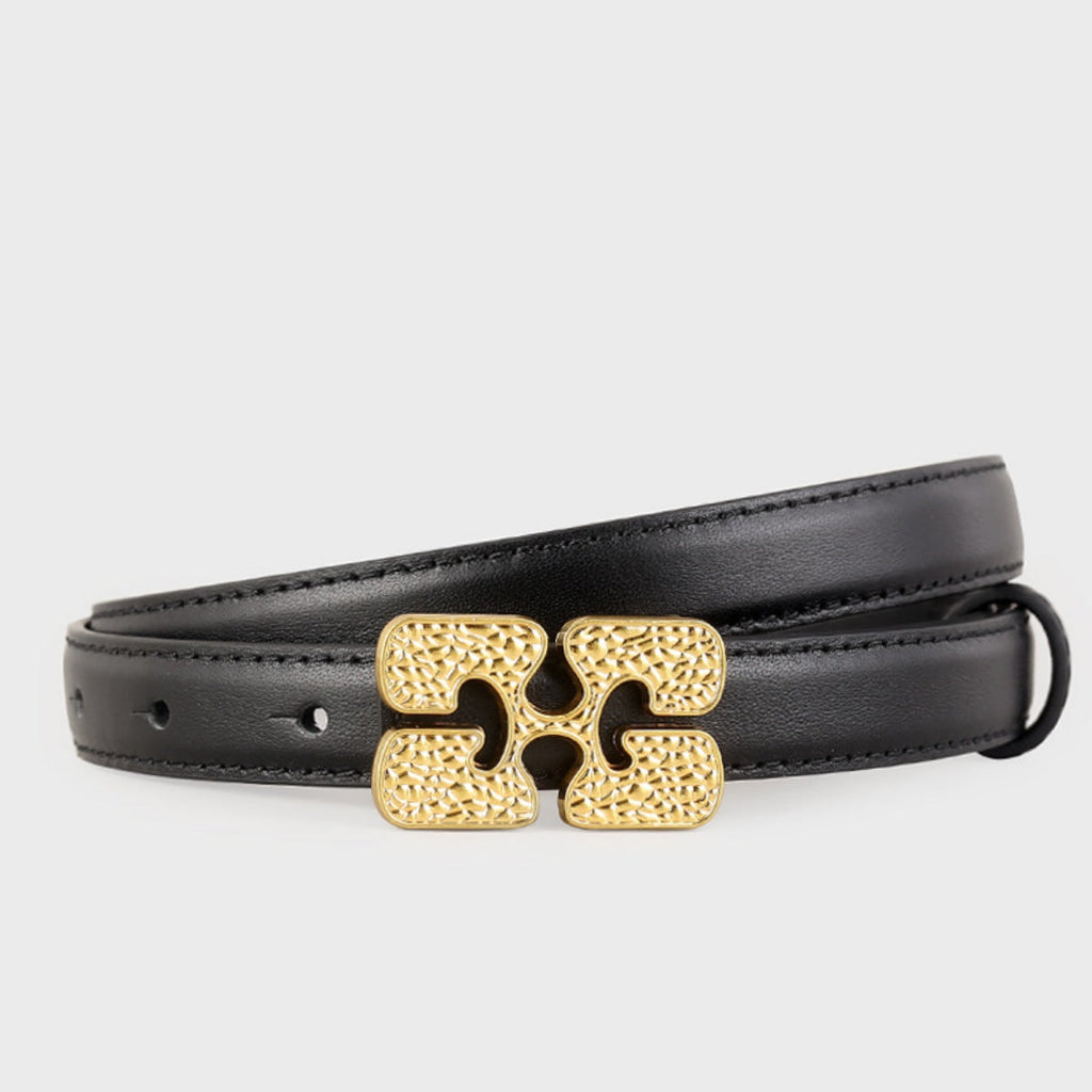 Gold Buckle Leather Belt