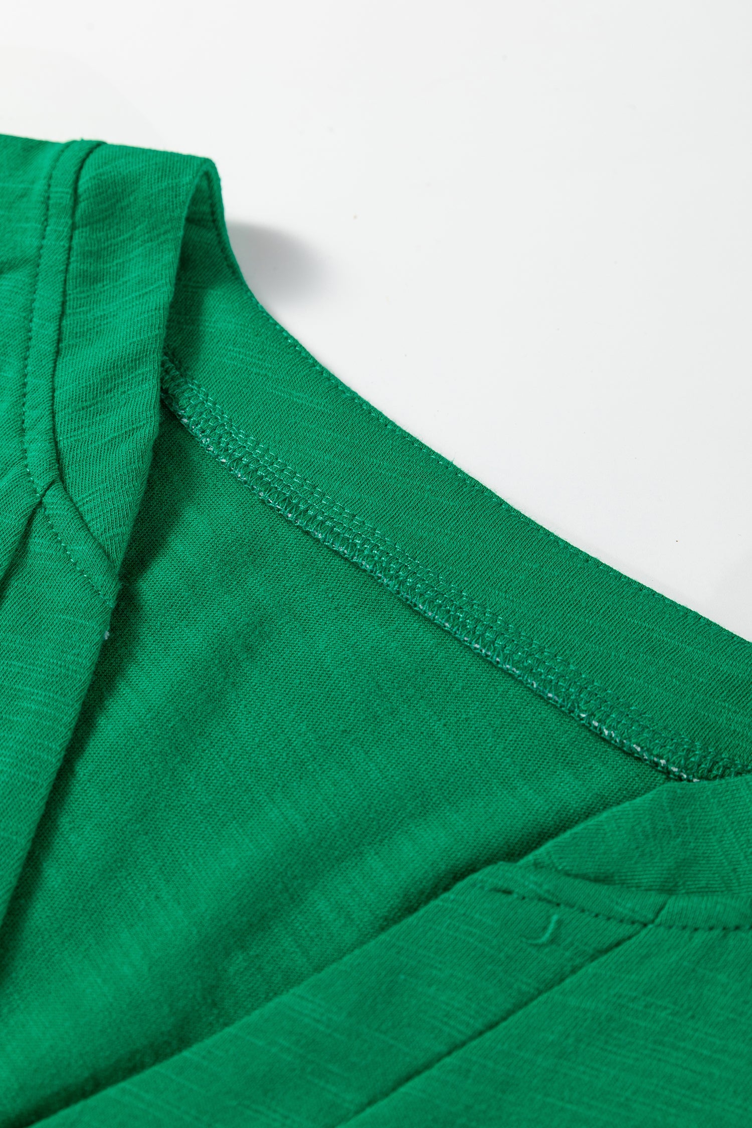 Mist Green Solid Color Button V Neck Long Sleeve Top