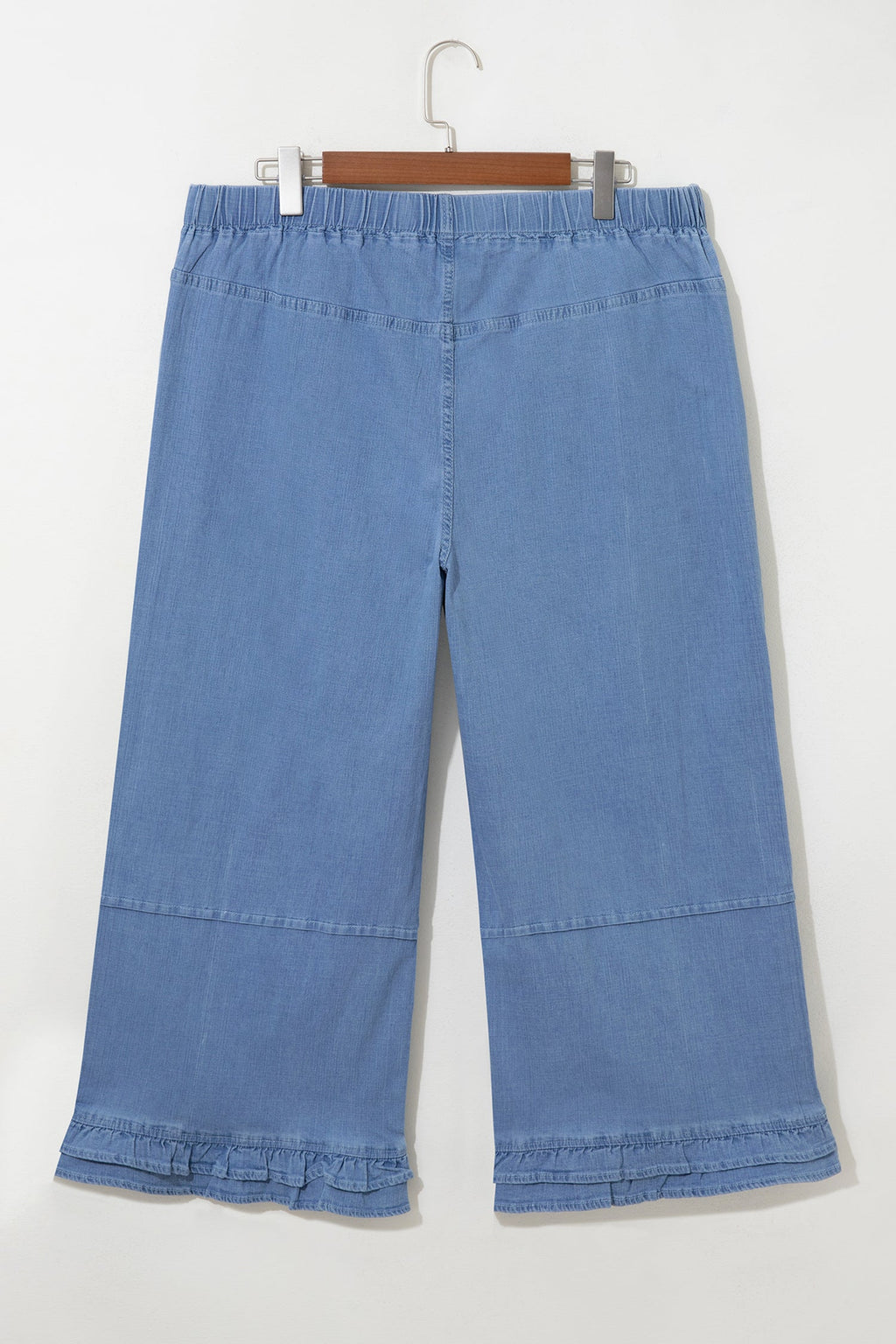 Plus Size Denim Ruffle Hem Wide Leg Jeans