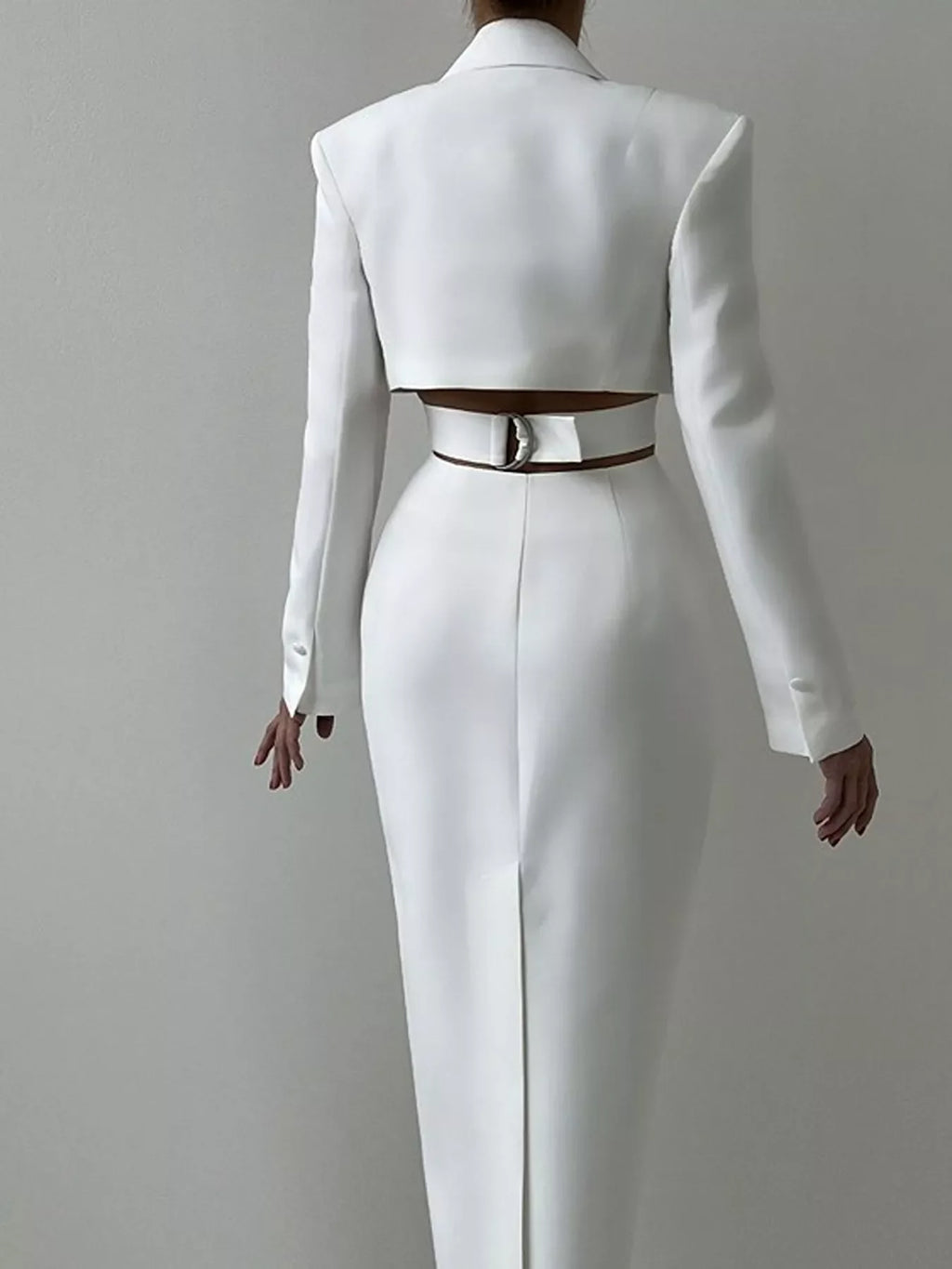 Button-Down Blazer Dress with Cut-out Waist