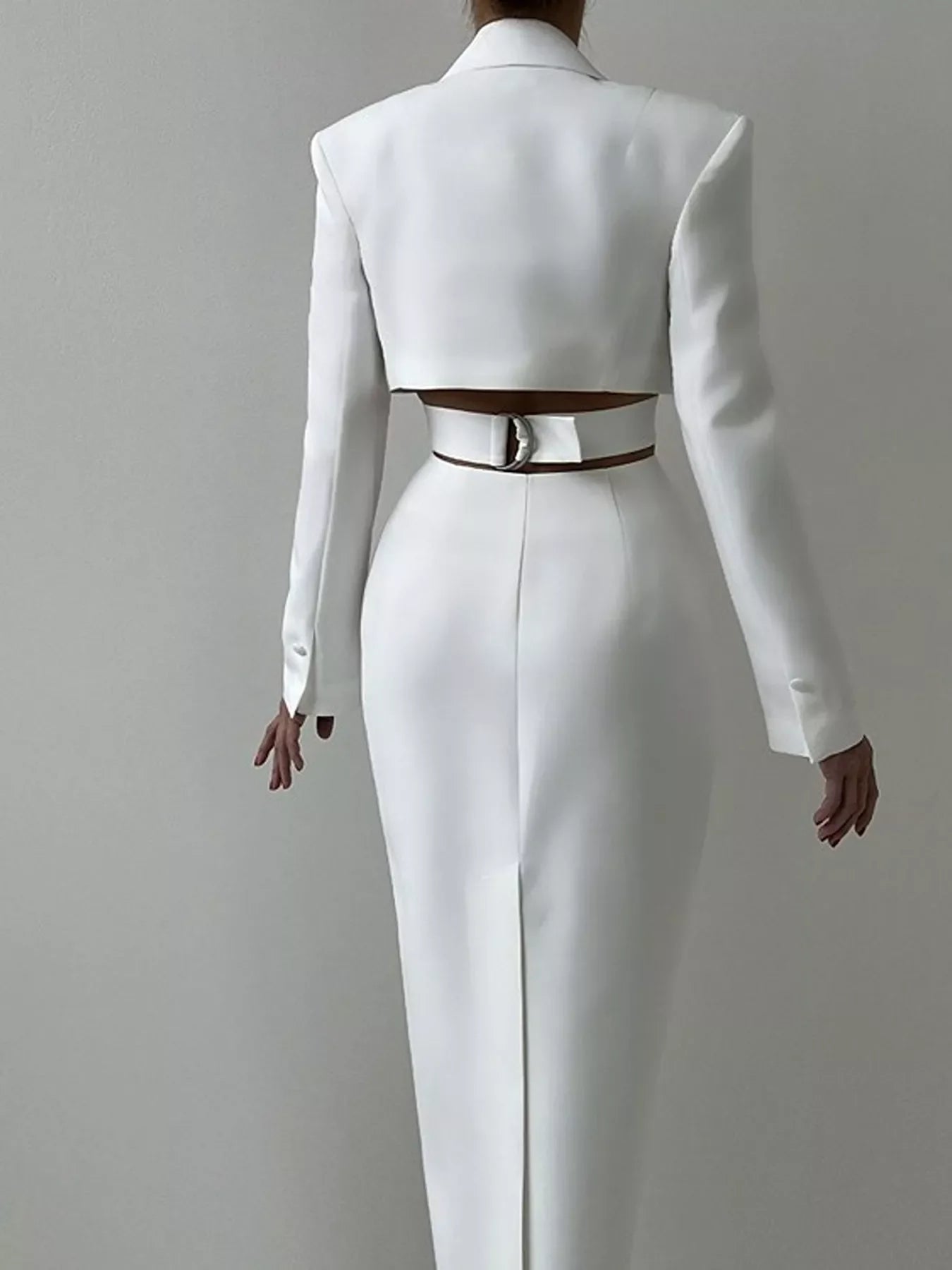 Button-Down Blazer Dress with Cut-out Waist
