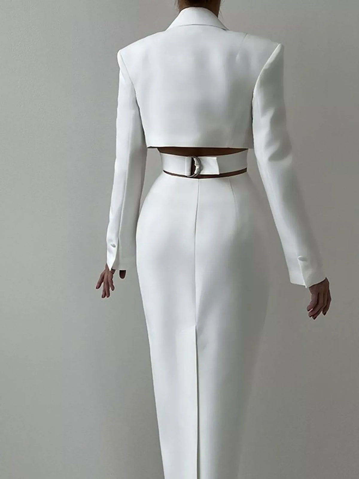 Button-Down Blazer Dress with Cut-out Waist