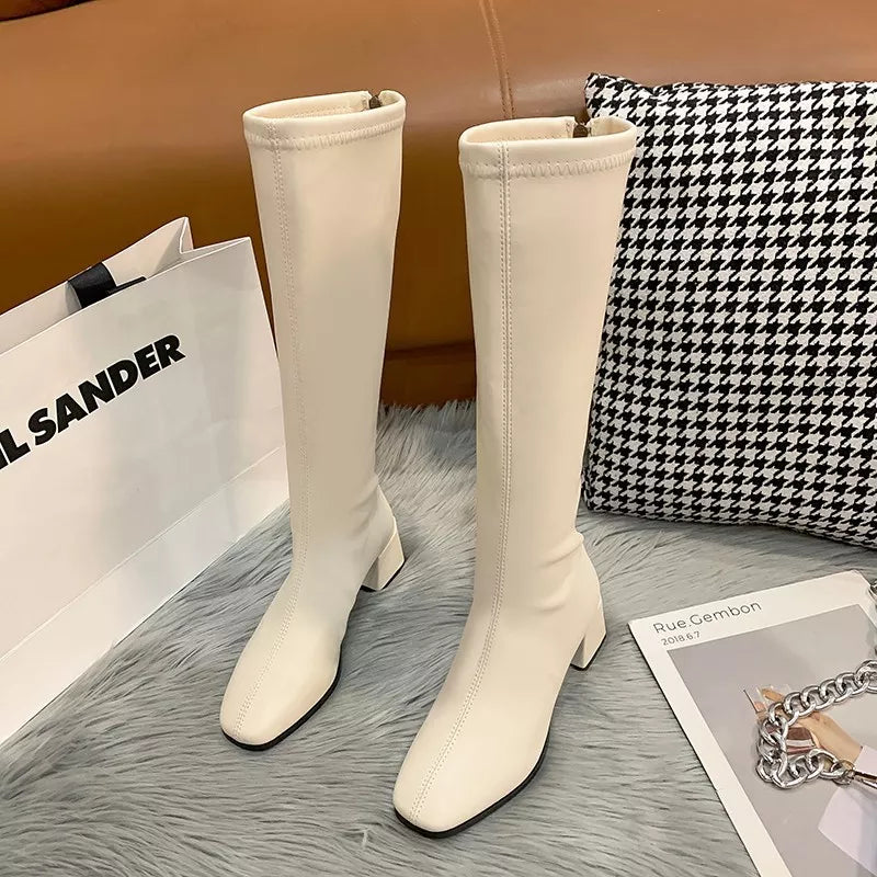 Square Toe Block Heels Boots