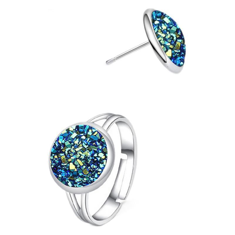Silver Stainless Steel Ring And Stud Earring Set