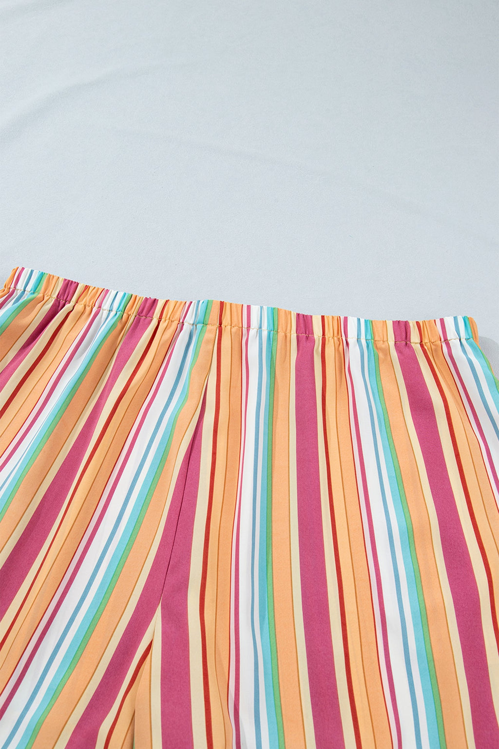 Orange Stripe Plus Size Elastic Waist Ruffle Hem Shorts