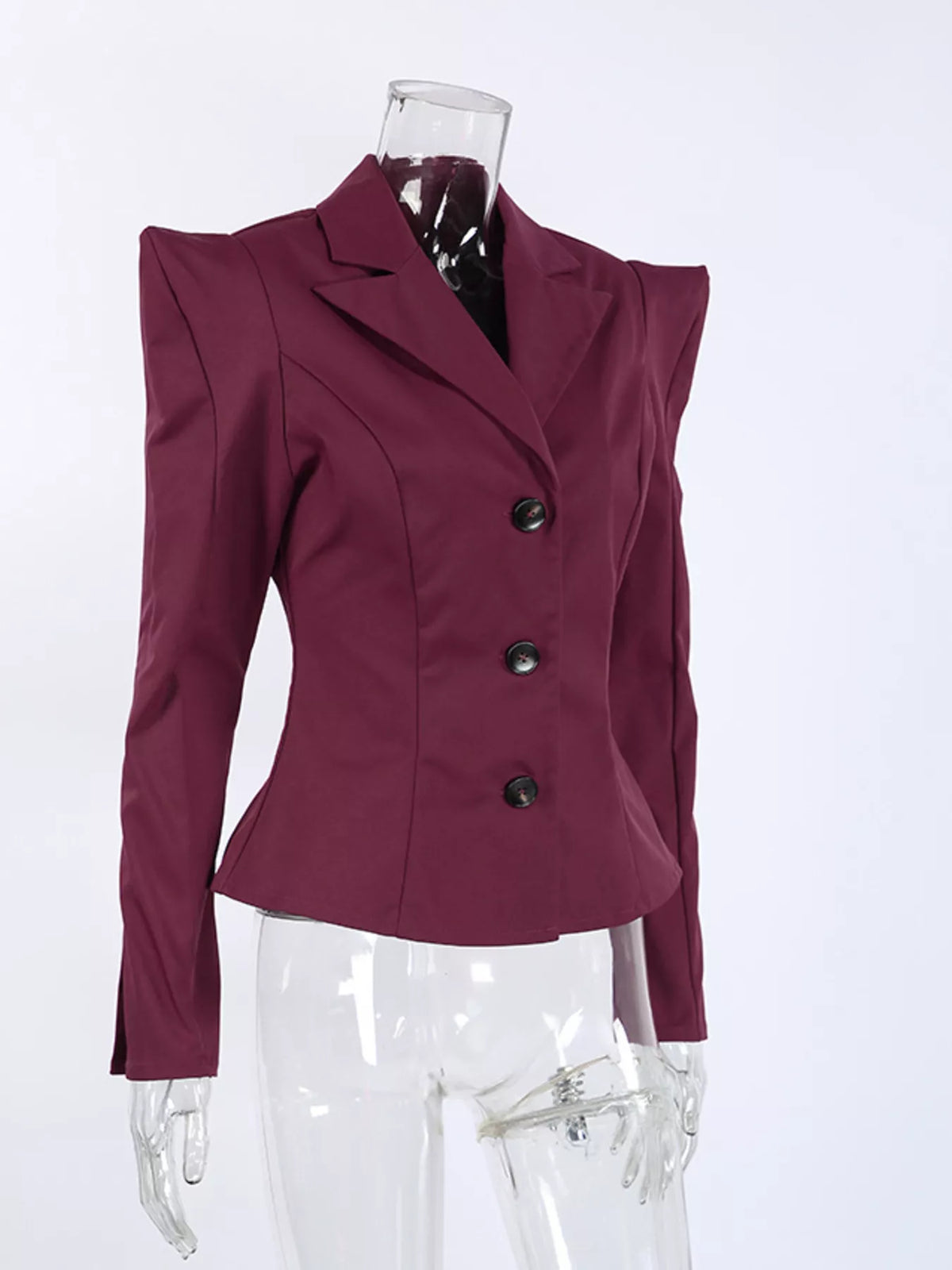 Sharp-Shouldered Tailored Long Sleeve Blazer