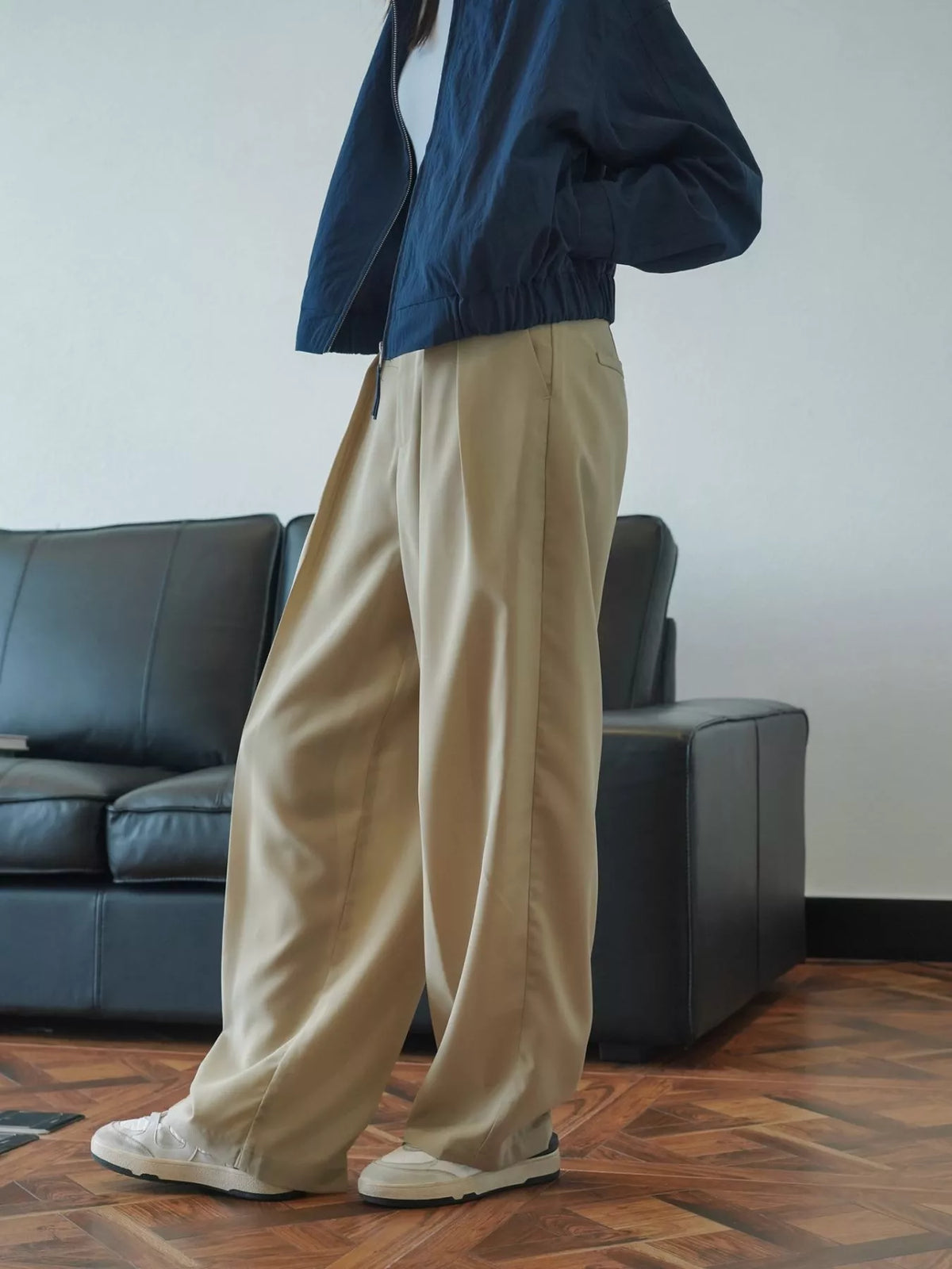 High-Waisted Pleated Wide-Leg Pants