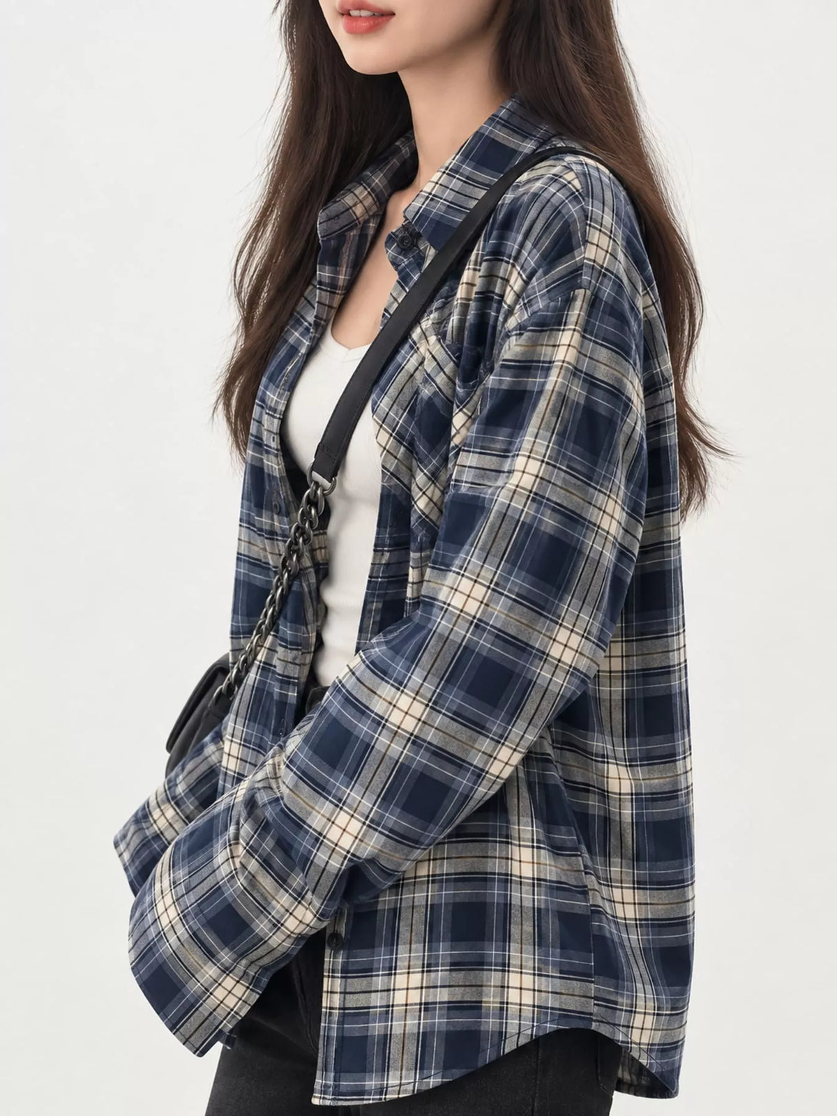 Casual Loose Fit Plaid Shirt