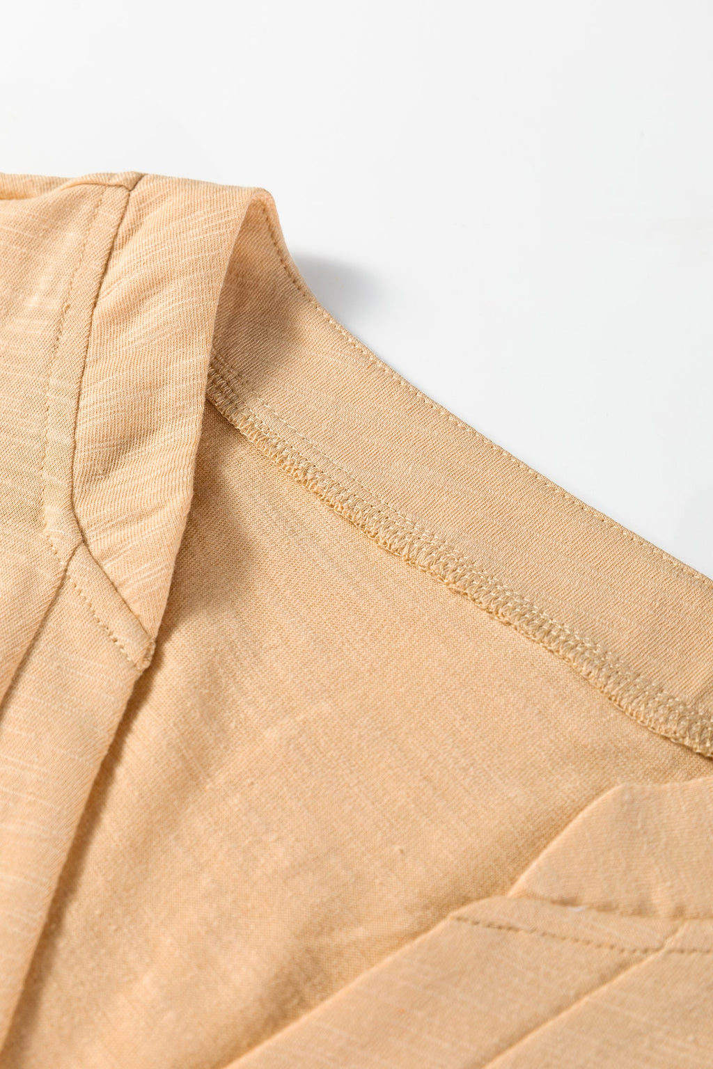 Solid V-Neck Button Long Sleeve Top