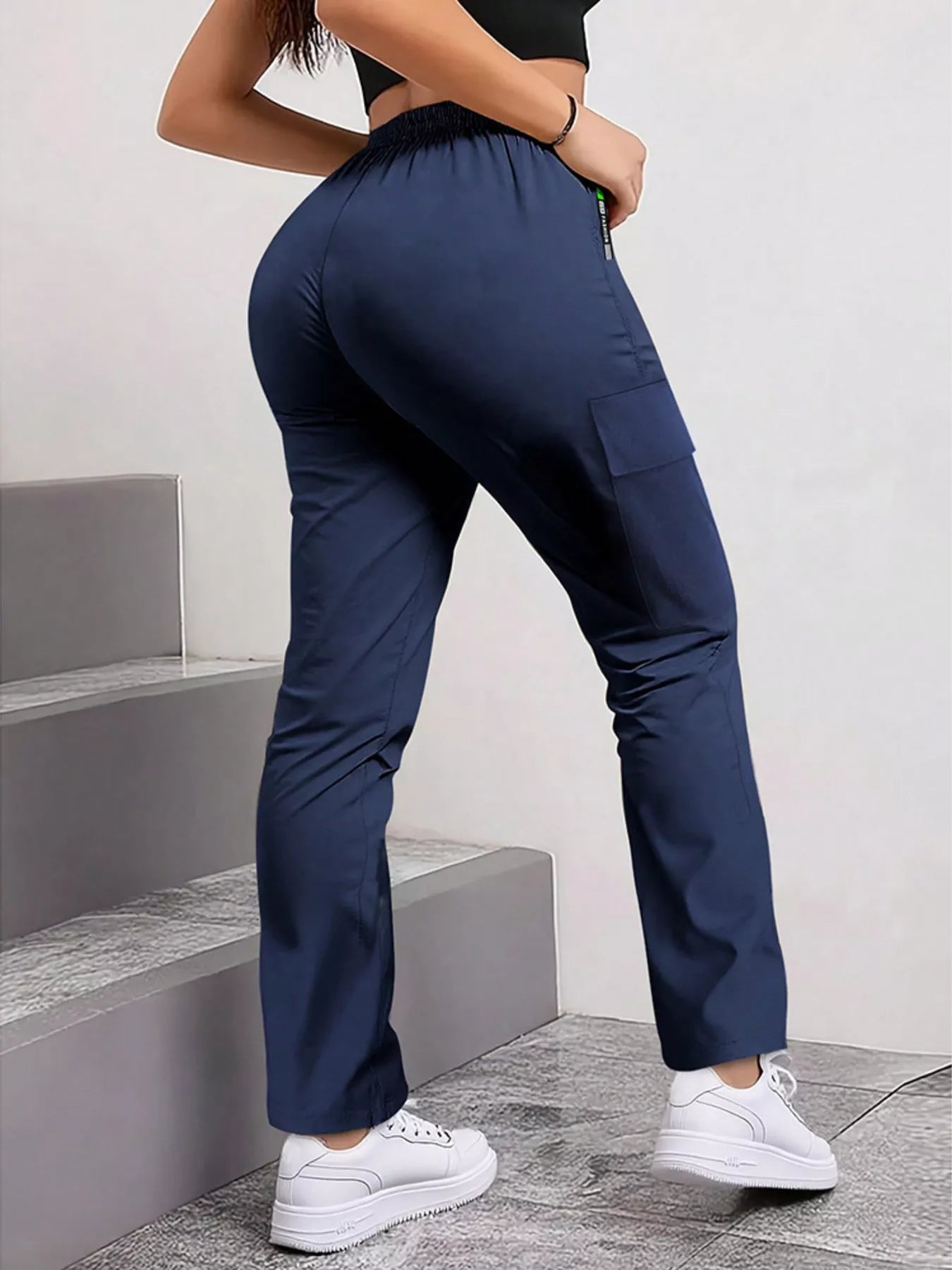 Full Size Drawstring Cargo Pants with Zip Pocket Plus Size