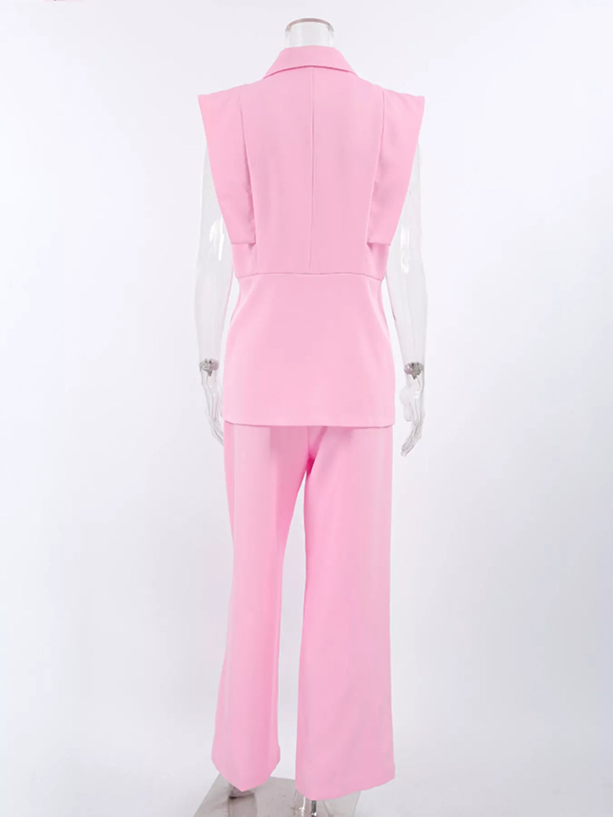 Sleeveless Blazer and Wide-Leg Pants Two-Piece Set