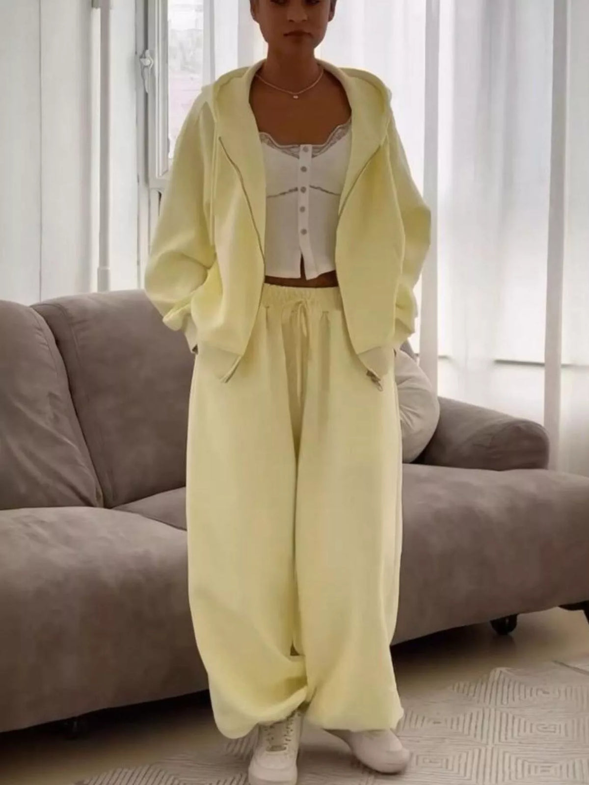 Oversized Zip-Up Hoodie and Joggers Set