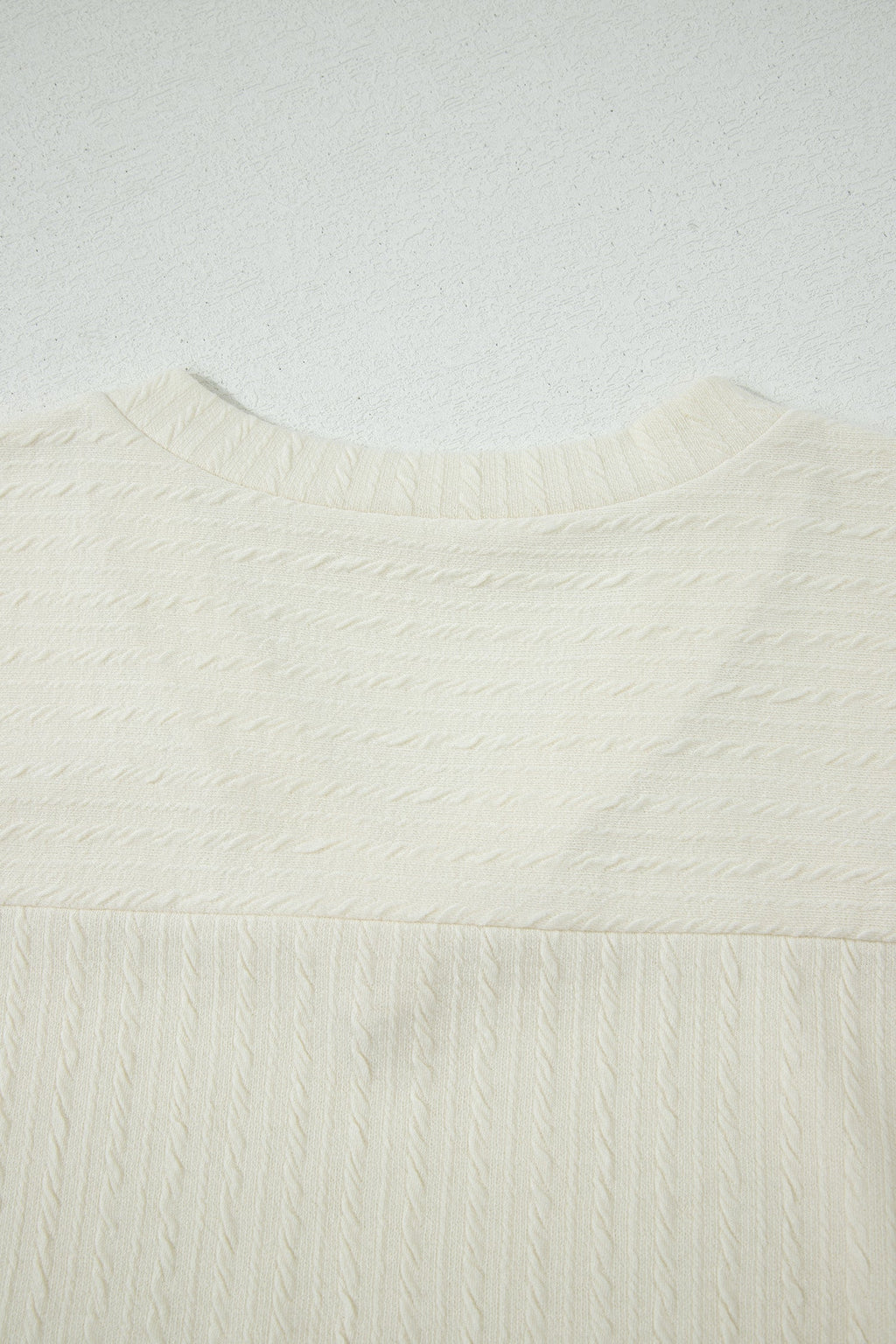 Beige Twisted Texture Knit V Neck T Shirt