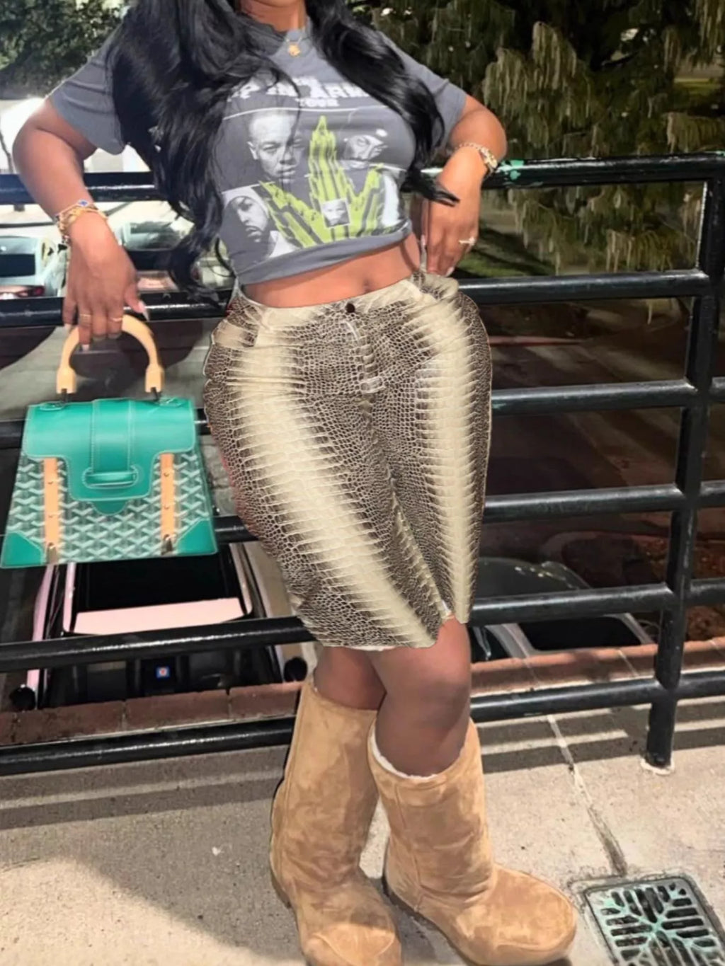 Snake Print High-Waisted Capris