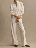 Quarter-Zip Sweatshirt and Wide-Leg Pants Set