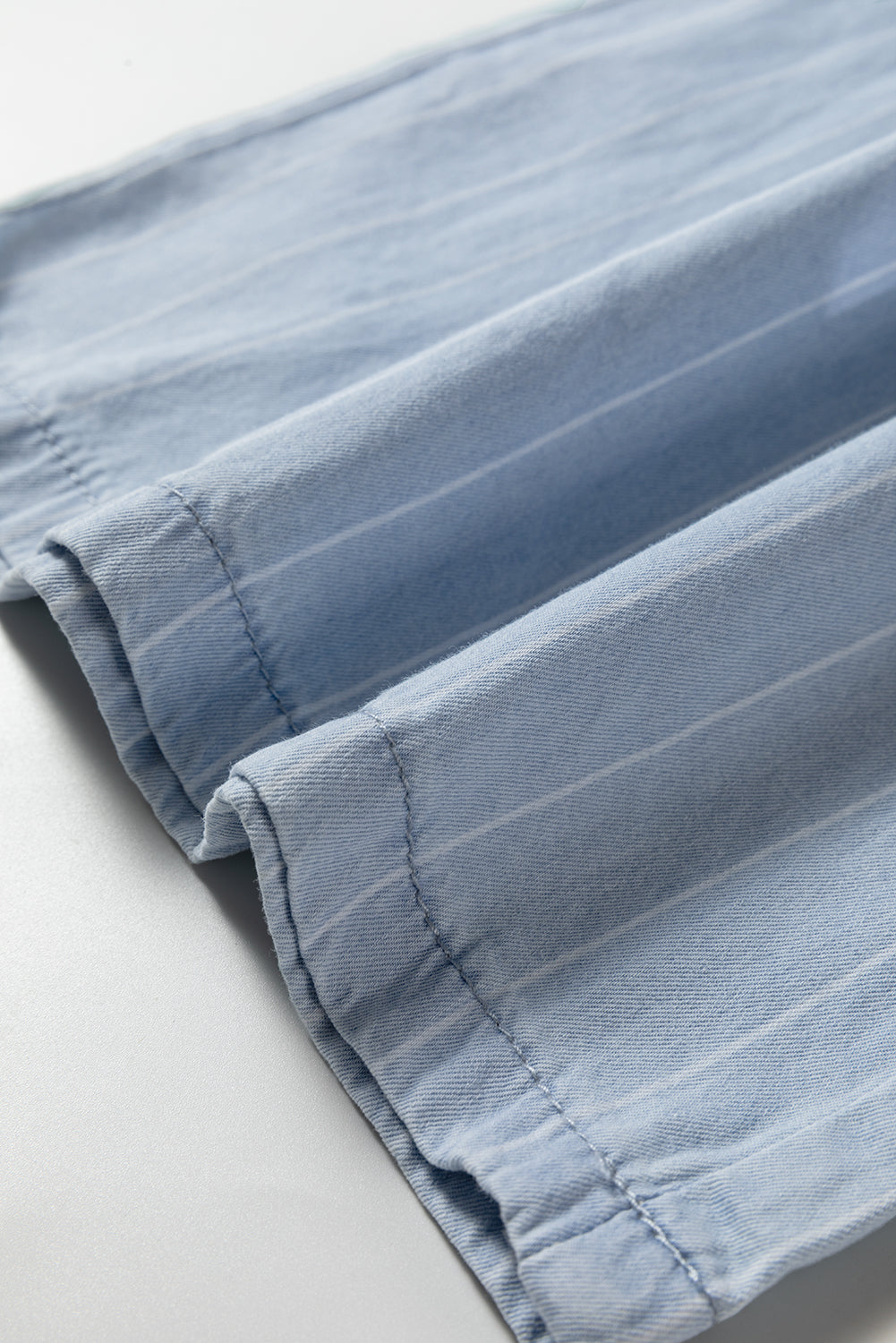 Stripe Chambray Tied Elastic Waist Trousers