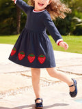 Children's Strawberry Long-Sleeve Casual Dress