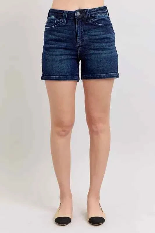 High Waist Back Flap Pocket Denim Shorts – Plus Size
