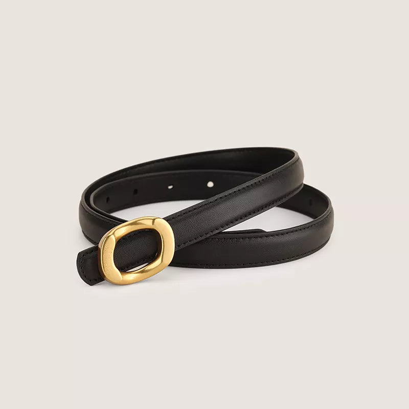Gold Buckle Leather Belt