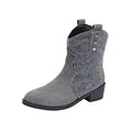 Round Toe Block Heels Boots