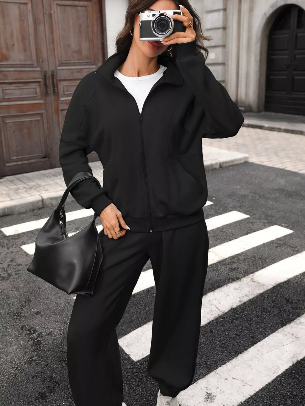 Zip-Up Long Sleeve Top and Pants Set