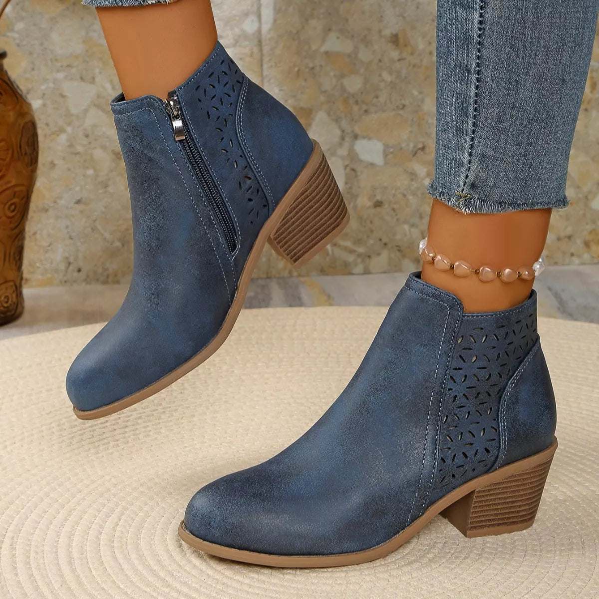 Point Toe Block Heels Boots