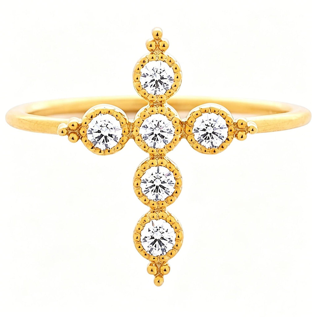 S925 Sterling Silver Zircon Cross Ring For Women