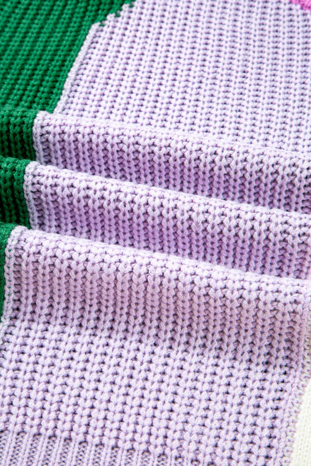Colorblock Textured Knit Drop Shoulder Sweater