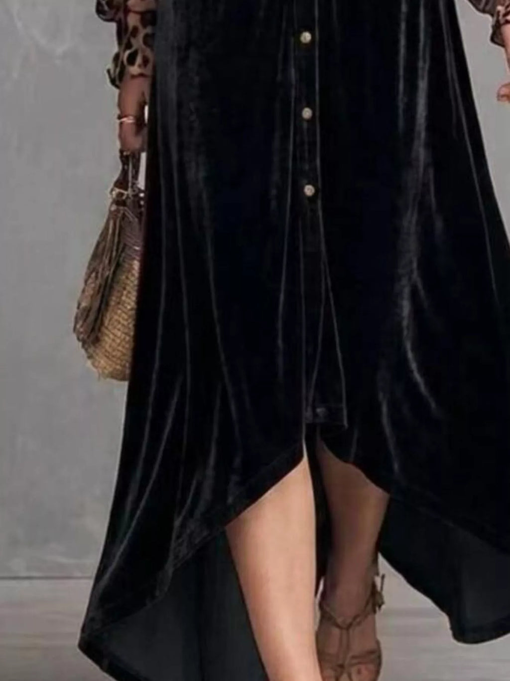Leopard Velvet Button-Down Maxi Dress