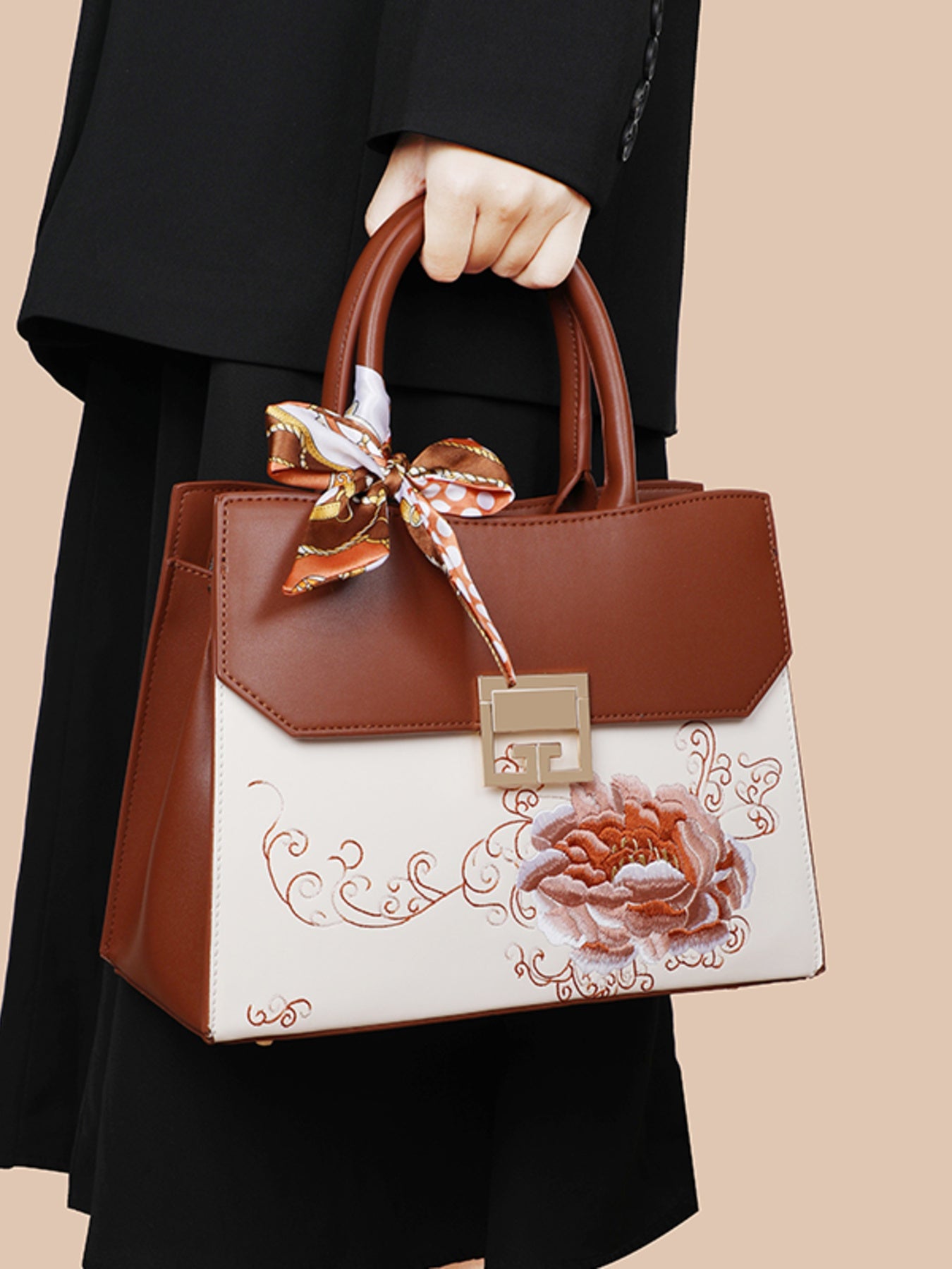 Floral Top Handle Handbag