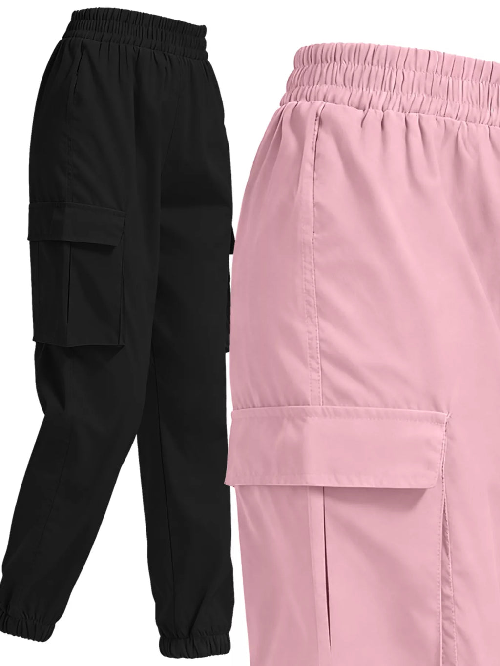 2 Piece Elastic Waist Cargo Pants