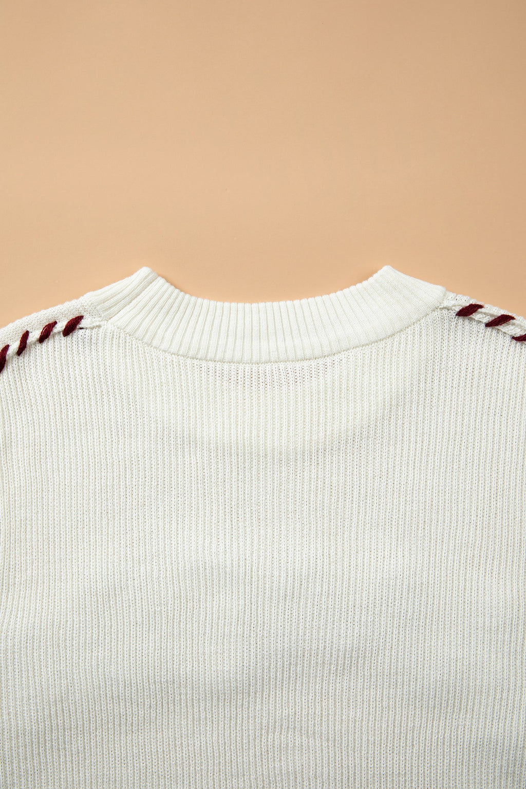 Beige Drop Shoulder Game Day Letter Print Pullover Sweater