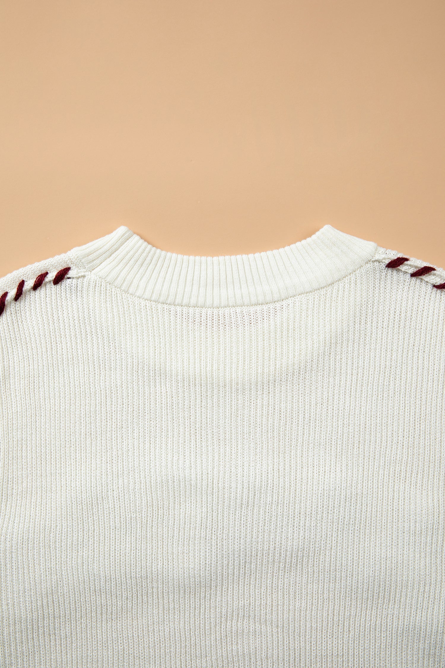 Beige Drop Shoulder Game Day Letter Print Pullover Sweater
