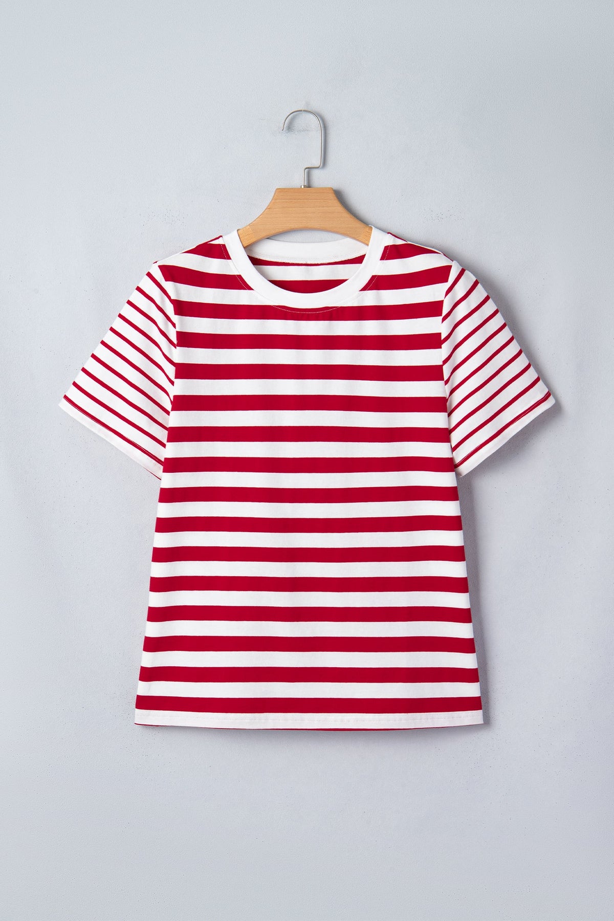 Stripe Patchwork Round Neck Short Sleeve T-Shirt