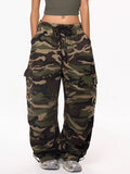 Camouflage Cargo Pants with Drawstring Waist