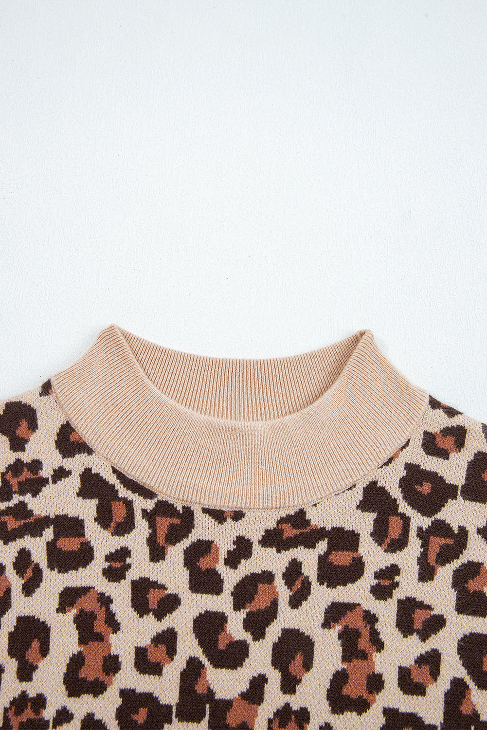 Leopard High Neck Long Sleeve Sweater Dress