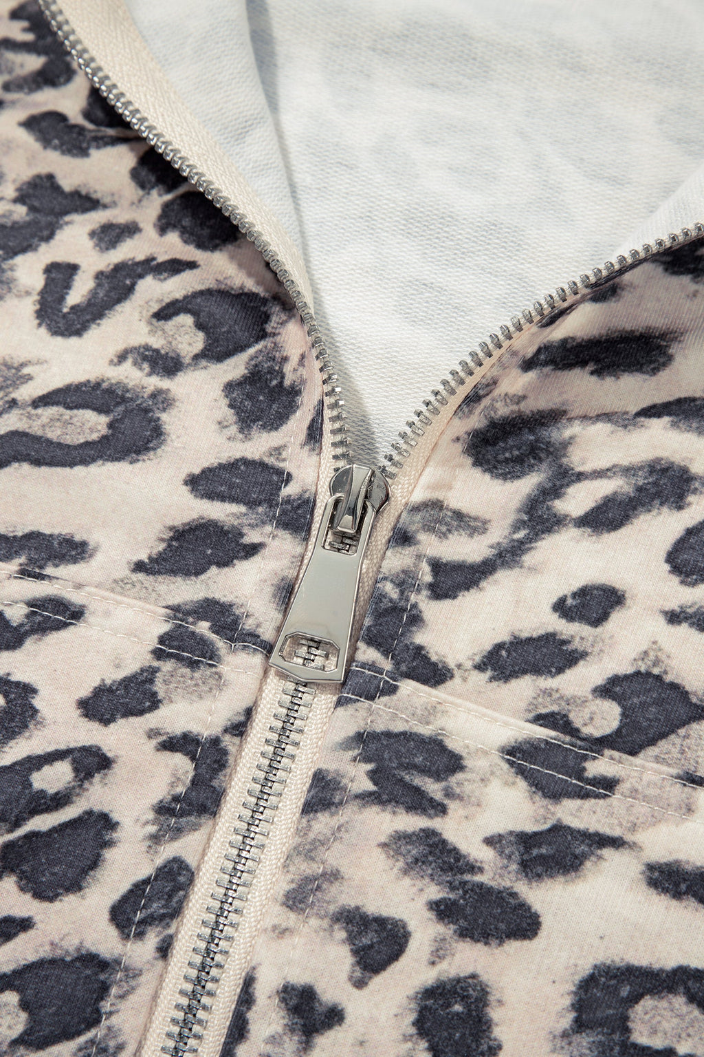 Multicolour Leopard Zip-Up Hooded Drawstring Pant Set