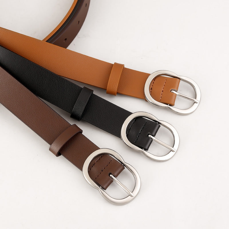 Skinny Belt with Oval Buckle