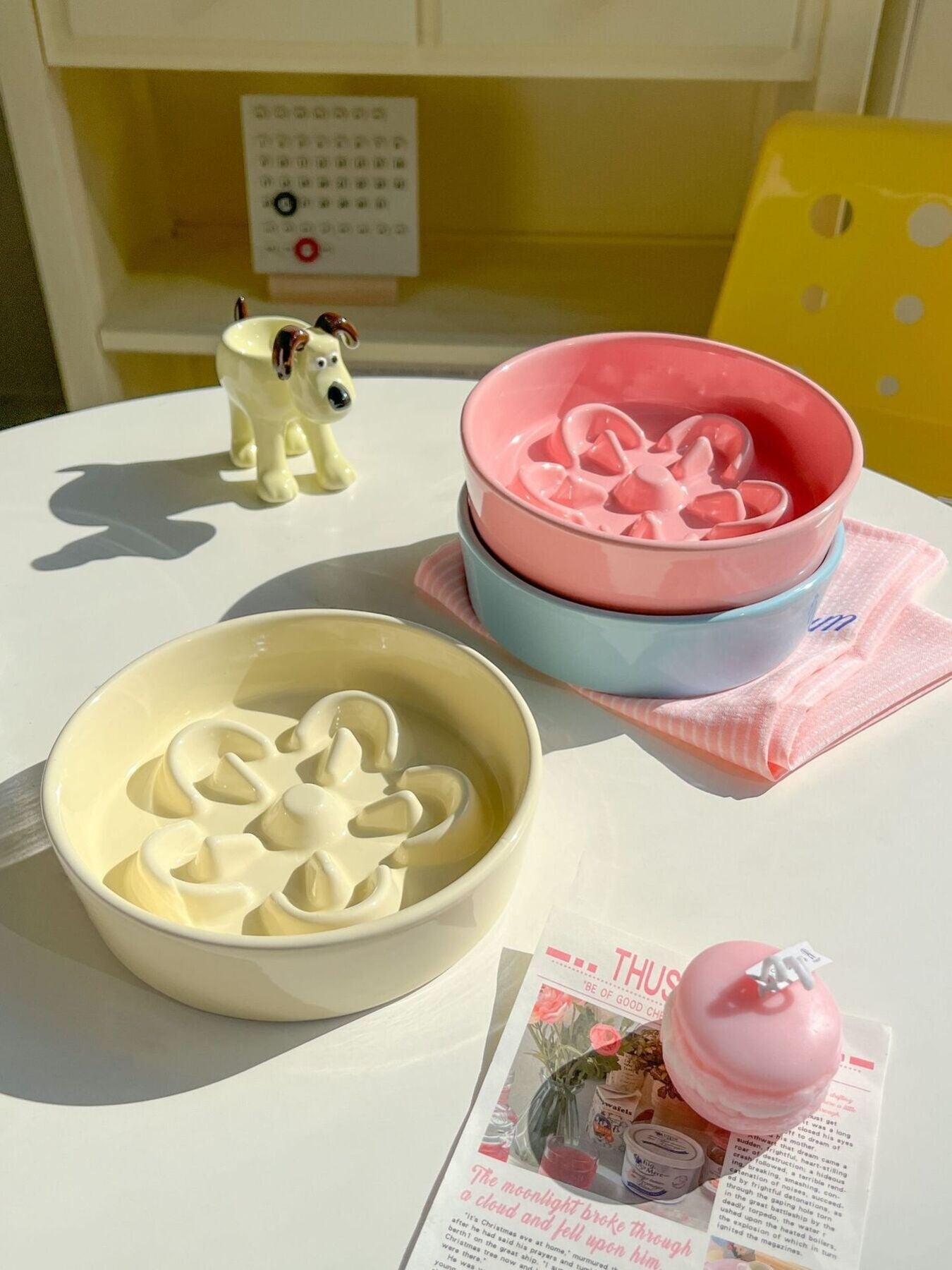 Flower-Shaped Slow Feeder Pet Bowl