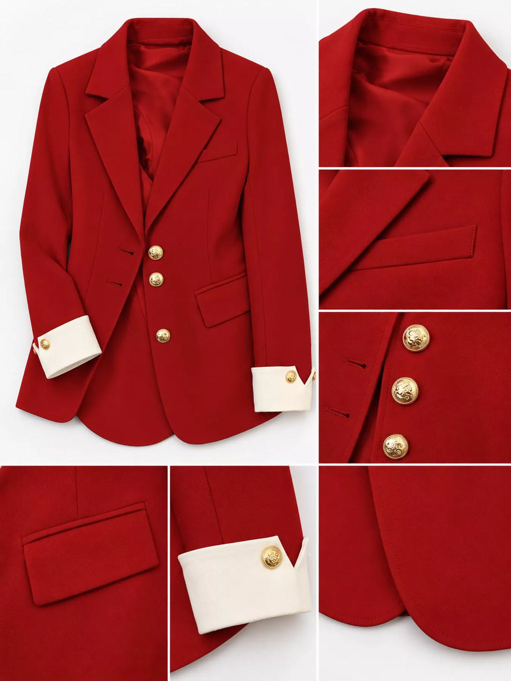 Full Size Single-Breasted Blazer with Gold Button Accents Plus Size