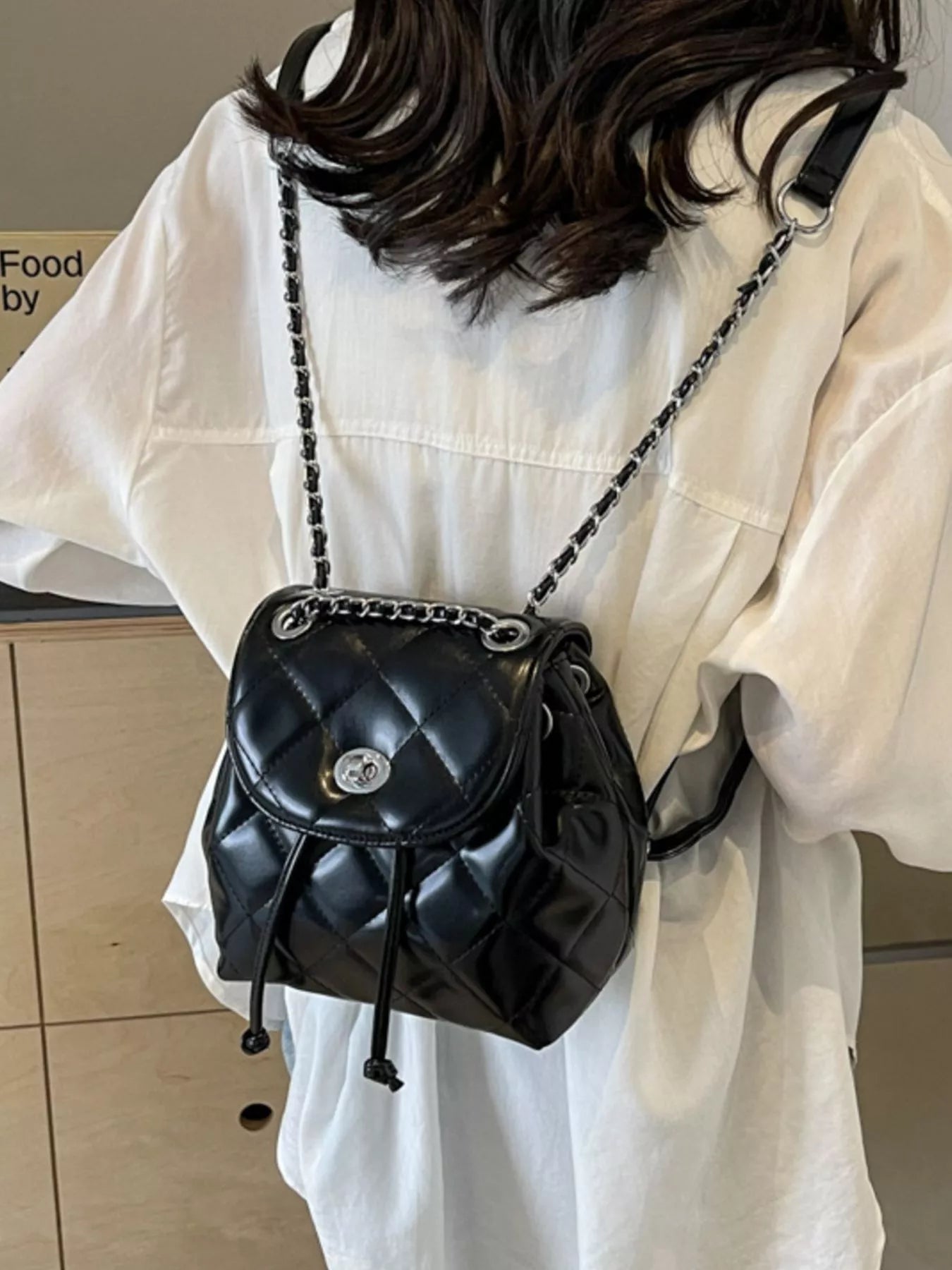 Quilted Chain Backpack Bag