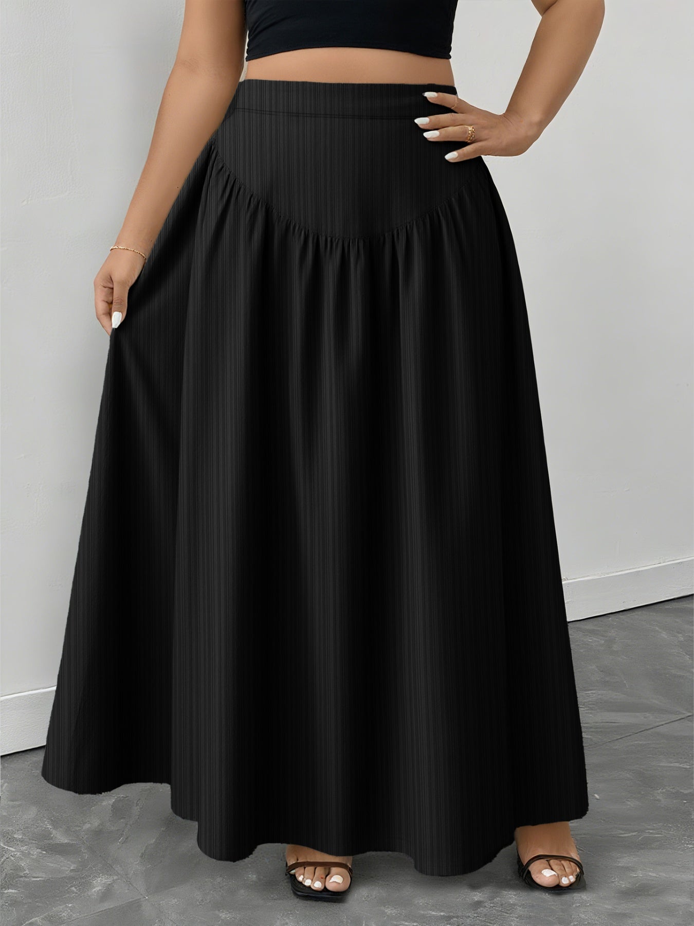 Ruched Maxi Skirt with Pockets