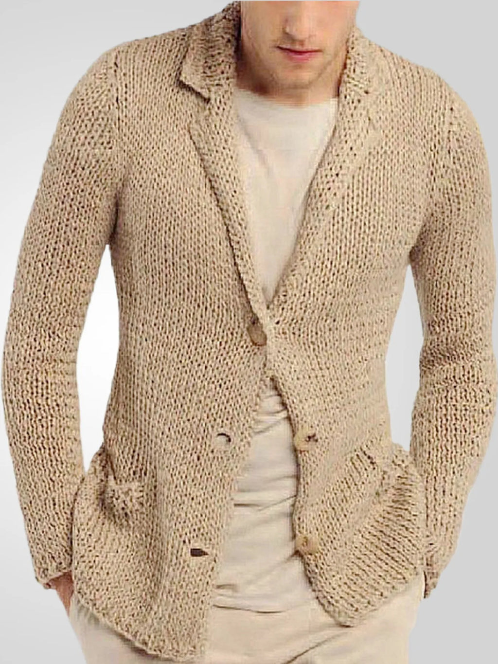 Men's Plus Size Button Up Long Sleeve Cardigan