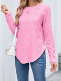 Textured Diamond Knit Long Sleeve T-Shirt