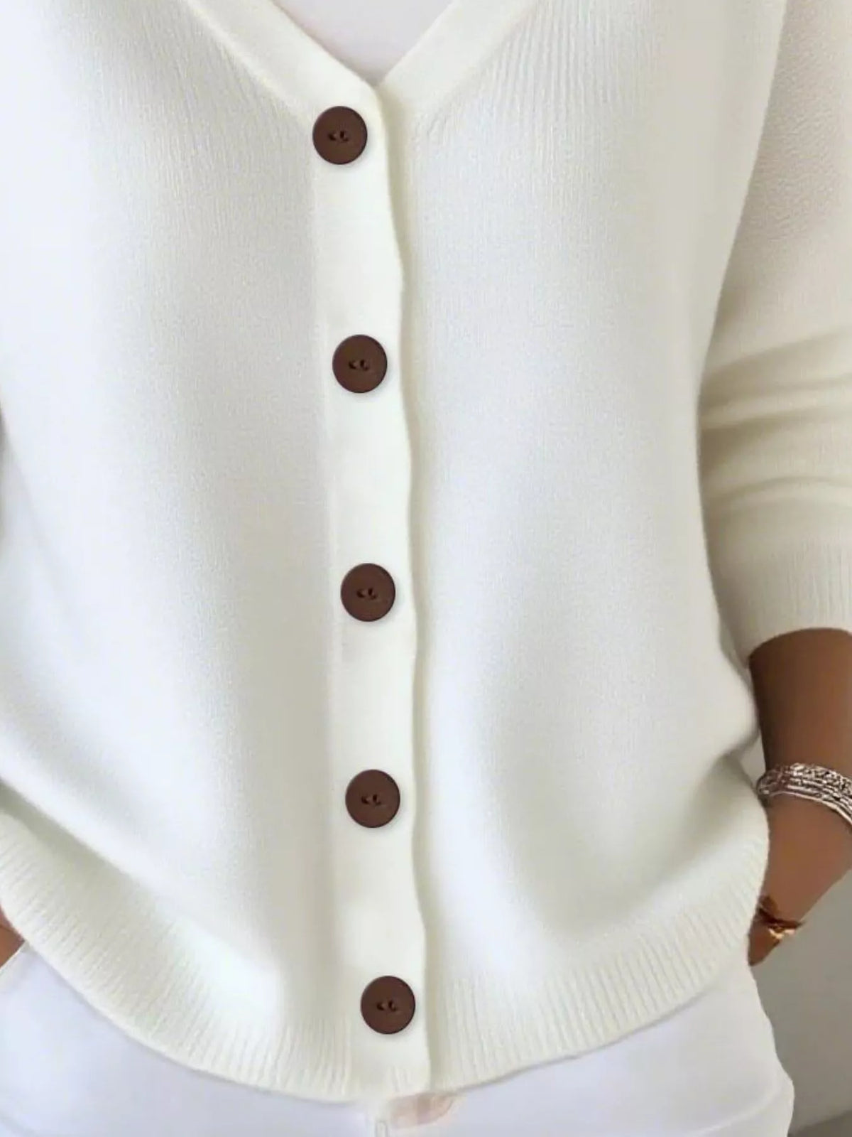 Full Size V-Neck Button-Down Knit Cardigan Plus Size