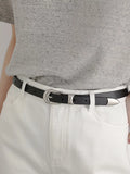 Leather Belt with Silver Buckle