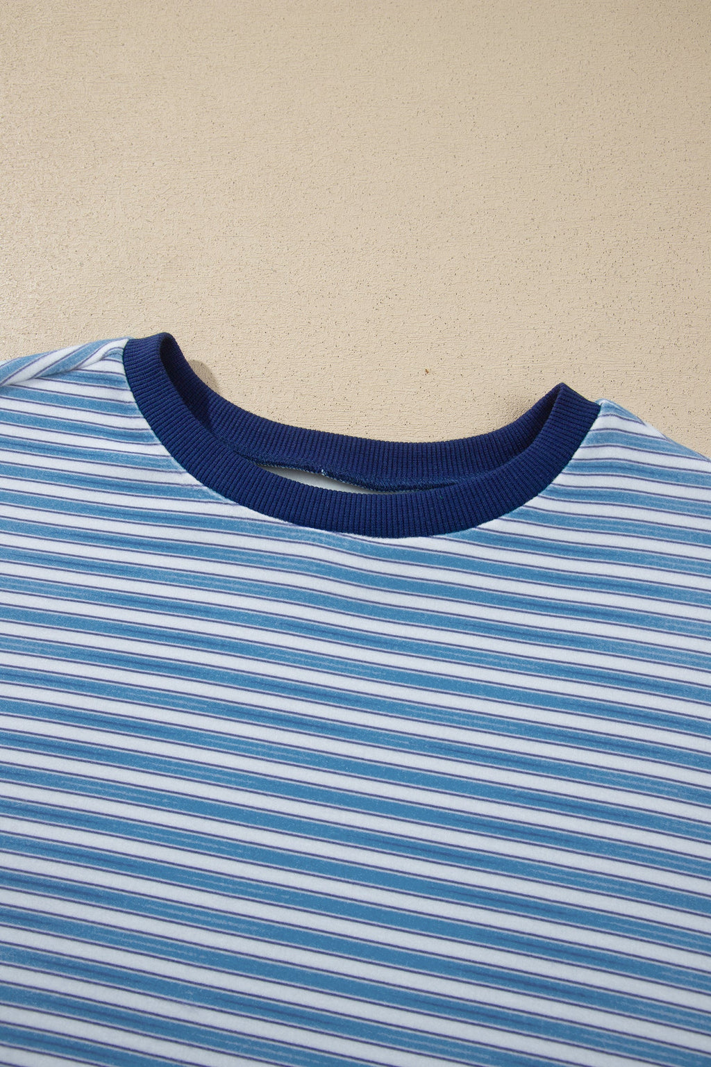 Sky Blue Stripe Long Sleeve Oversized Top Pocketed Casual Shorts Two Piece Set