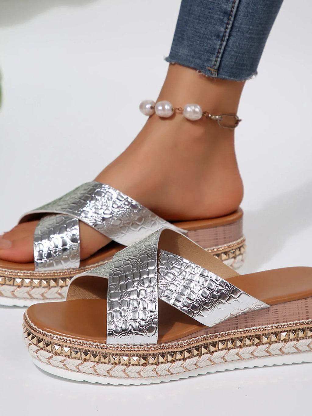 Cross-Strap Platform Sandals